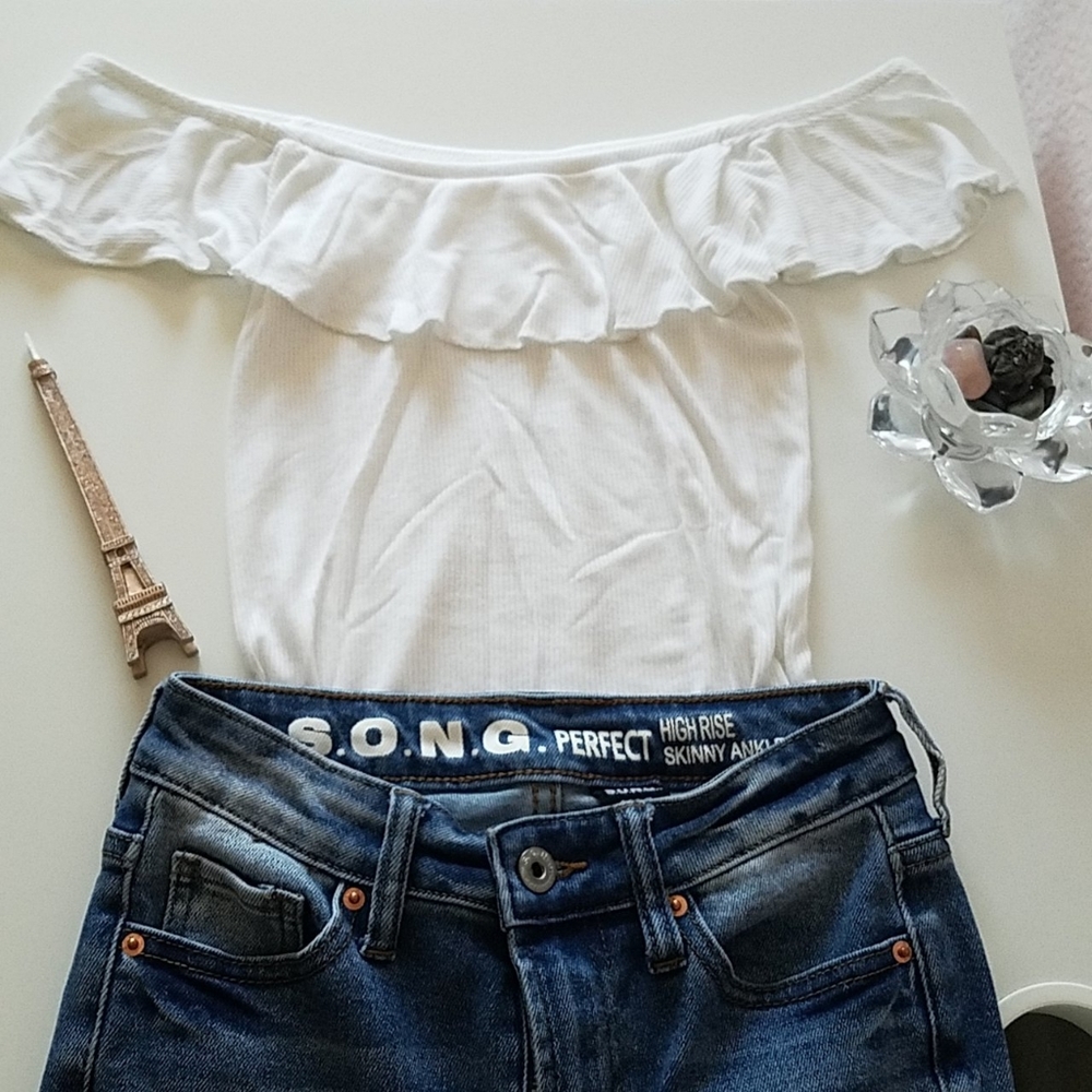 Off The Shoulder White Shirt